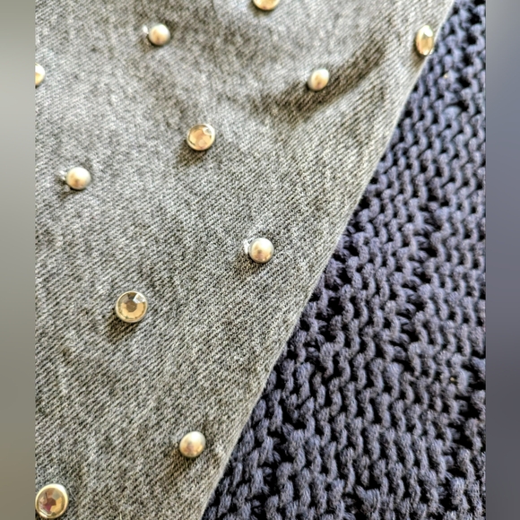 Levi's Rhinestone Hi-Rise Straight Leg Grey Jeans Sz 26 - Picture 15 of 16